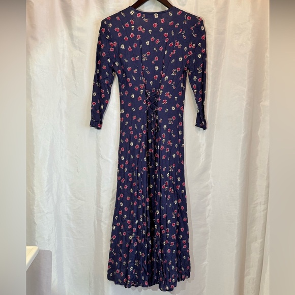 Vintage Paris Sport Club Navy Floral Button‑Front Midi Dress Size 3 -Made in USA - Picture 6 of 7